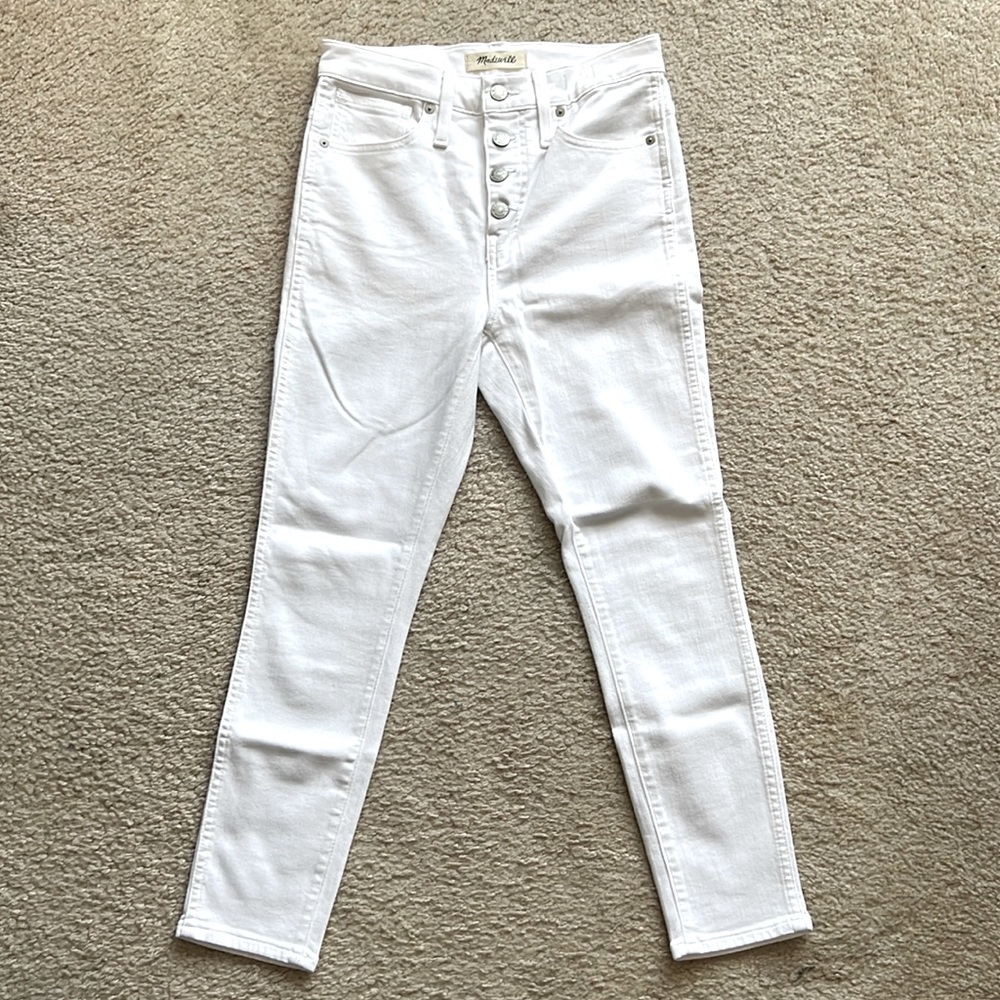 Madewell high-rise skinny cropped white jeans